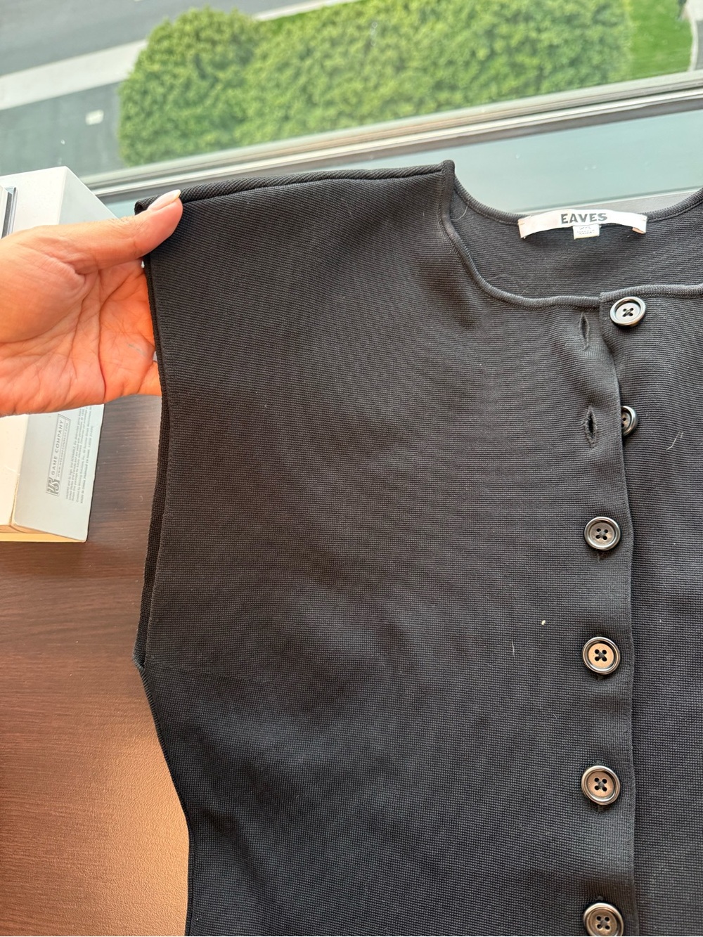 Eaves Janith Sleeveless Cardigan Vest in Black - Picture 3 of 5